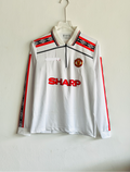 MANCHESTER UNITED 1998-99 WHITE KIT BECKHAM FULLSLEEVE POLO EMBROIDERY