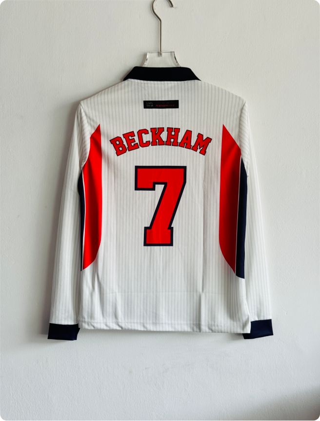 ENGLAND 1998 HOME KIT BECKHAM FULLSLEEVE POLO EMBROIDERY